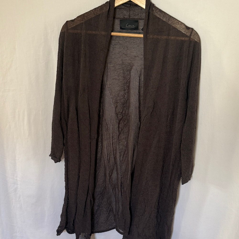 Line. Size small Sheer Open-Front Brown Cardigan
